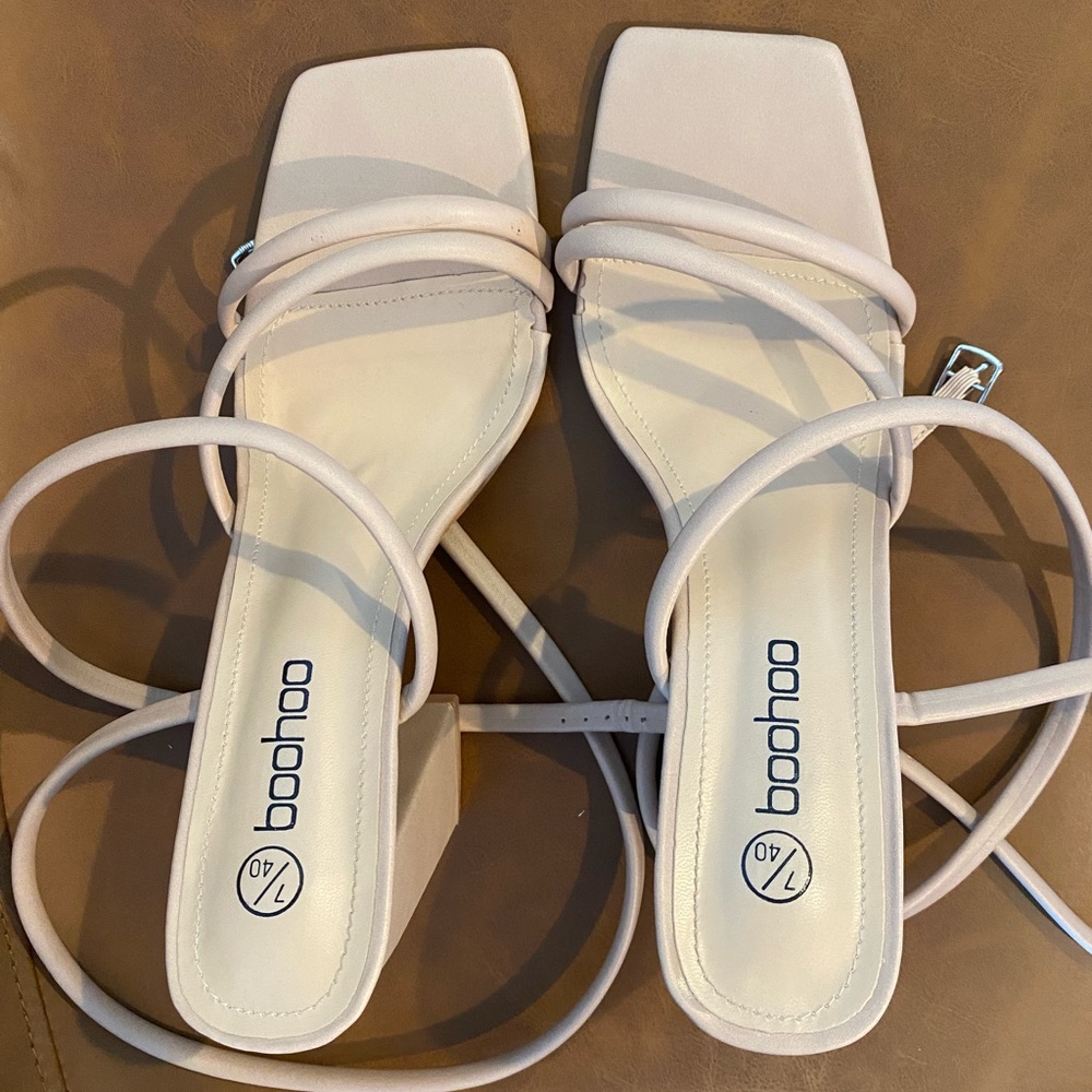 Nude strappy boohoo heels